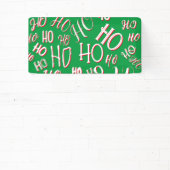 HO HO HO Kersttekstpatroon wit groen rood Spandoek (Insitu)