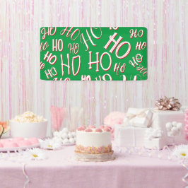 HO HO HO Kersttekstpatroon wit groen rood Spandoek