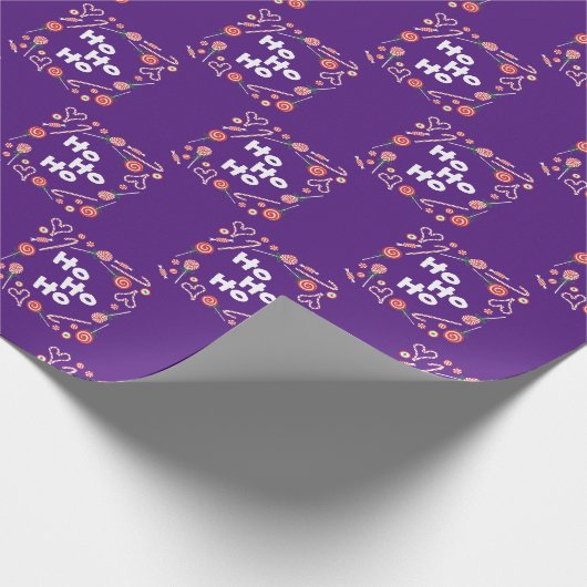 "Ho Ho Ho" Kerstthema Cadeaupapier (Hoek)