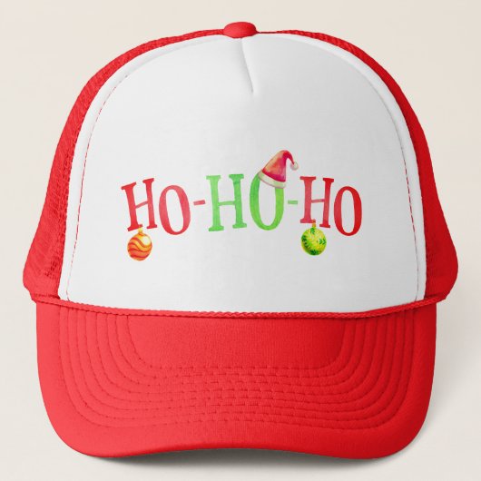 Ho-Ho-Ho kersttypografische waterverf Trucker Pet (Voorkant)