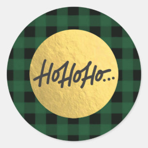 HO HO HO Kerstvakantie Buffalo geruit goud folie Ronde Sticker