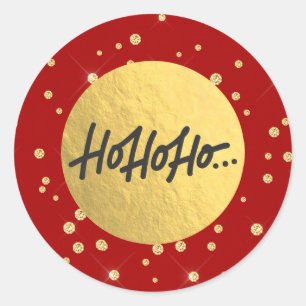 HO HO HO Kerstvakantie Rood Goud stippen Folie Ronde Sticker