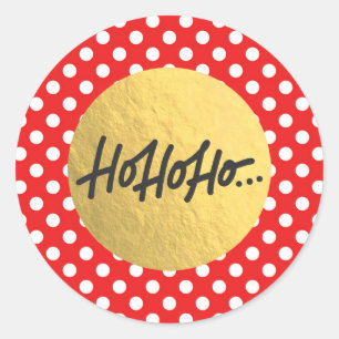 HO HO HO Kerstvakantie Stippen Goud Folie Ronde Sticker