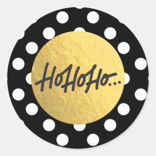 HO HO HO Kerstvakantie Zwart Wit Stippenpatroon Ronde Sticker