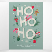 Ho Ho Ho Kerstvreugde Drieluik Wenskaart (Binnenkant midden)