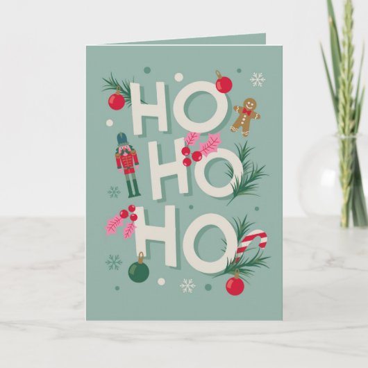 Ho Ho Ho Kerstvreugde Feestdagen Kaart (Voorkant)