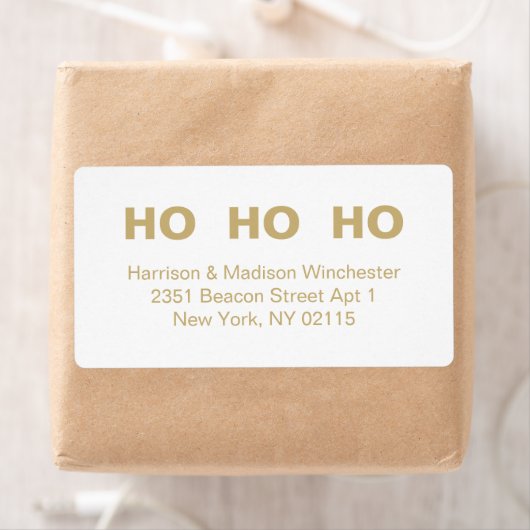 Ho Ho Ho Kerstwit goud minimalistisch adres Etiket (Insitu)