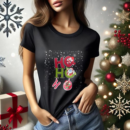 HO HO HO Kerstzwarte grappige T-Shirt