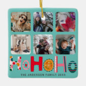 Ho Ho Ho Kleurrijke 6 foto Kerstmis Keramisch Ornament (Voorkant)