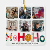 Ho Ho Ho Kleurrijke 6 foto Kerstmis Keramisch Ornament (Voorkant)