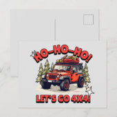 Ho-Ho-ho! Laten we 4x4 gaan! Feestdagenkaart (Voorkant / Achterkant)