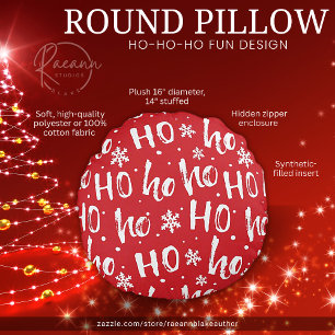 Ho-Ho-Ho Leuke Kerst Ontwerp Ronde Kussen