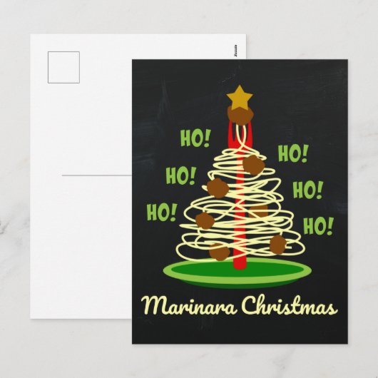 Ho! Ho! Ho! Marinara Kerstpasta-boom Feestdagenkaart (Voorkant / Achterkant)