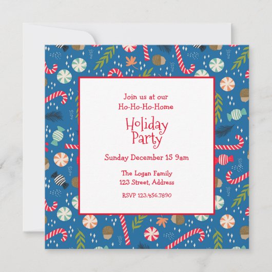 Ho-Ho-Ho-me Holiday Sweets Pattern Invitation Kaart (Voorkant)