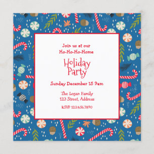 Ho-Ho-Ho-me Holiday Sweets Pattern Invitation Kaart