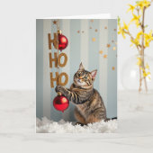 Ho Ho Ho Meowry Kerstmis Kat Kaart (Gele Bloem)