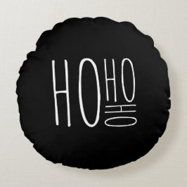 HO HO HO Merry Christmas Black Chic Farmouse Style Rond Kussen