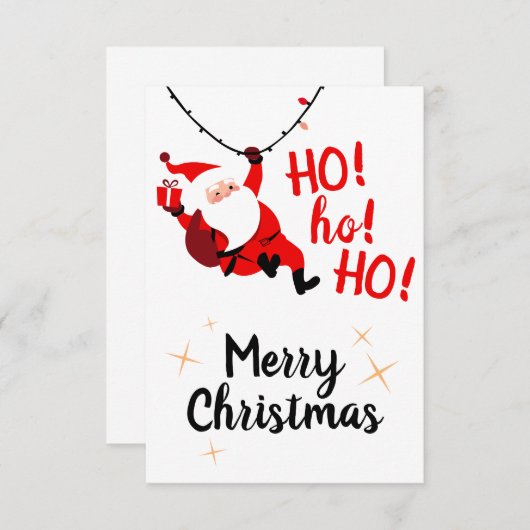 HO ho Ho! Merry Christmas Flat Card Bedankkaart (Voorkant / Achterkant)