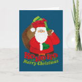 Ho Ho Ho Merry kerstsanta sack navy card Feestdagen Kaart (Voorkant)