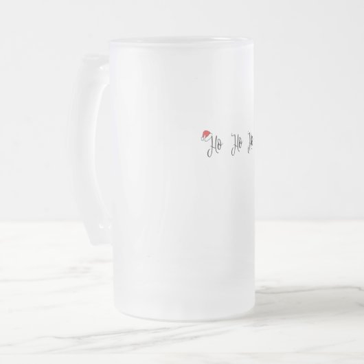Ho Ho Ho met een rode kerstmuts Matglas Bierpul (Voorkant links)