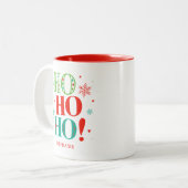 Ho Ho Ho met kerstmonogram Groen Rood Tweekleurige Koffiemok (Voorkant links)