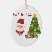 Ho, Ho, Ho met Santa en Tree op een Keramisch Ornament (Rechts)