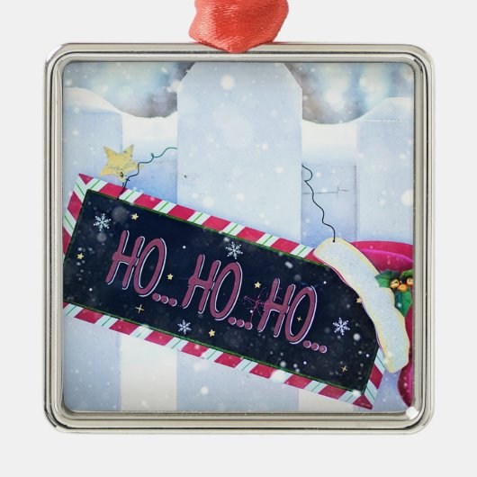 Ho Ho Ho Metalen Ornament (Voorkant)