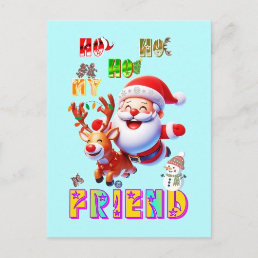 Ho Ho Ho Mijn Beste Vriend Briefkaart (Voorkant)