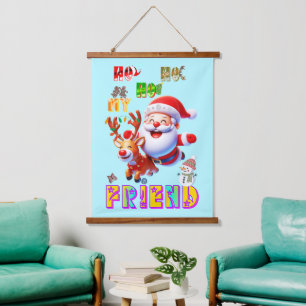 Ho Ho Ho Mijn Beste Vriend Hangend Wandkleed