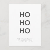 Ho Ho Ho | Minimale, eenvoudige, witte kerst Feestdagenkaart (Voorkant)