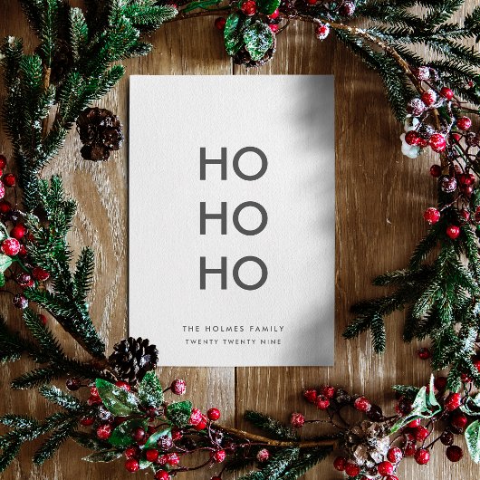 Ho Ho Ho | Minimale, eenvoudige, witte kerst Feestdagenkaart