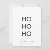 Ho Ho Ho | Minimale, eenvoudige, witte kerst Feestdagenkaart (Voorkant)