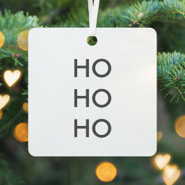 Ho Ho Ho | Minimale, eenvoudige, witte kerst Metalen Ornament