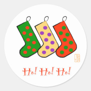 Ho! Ho! Ho! Mod Kousen Vrolijk Kerstfeest Ronde Sticker