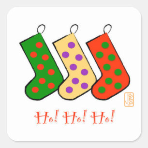 Ho! Ho! Ho! Mod Kousen Vrolijk Kerstfeest Vierkante Sticker