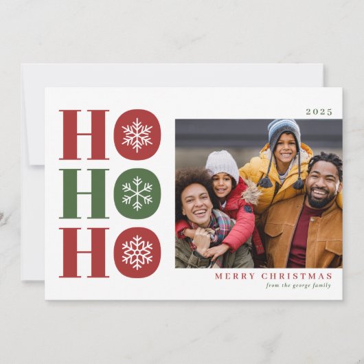 Ho Ho Ho Modern Christmas Photo Card Feestdagenkaart (Voorkant)