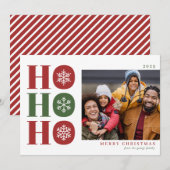 Ho Ho Ho Modern Christmas Photo Card Feestdagenkaart (Voorkant / Achterkant)