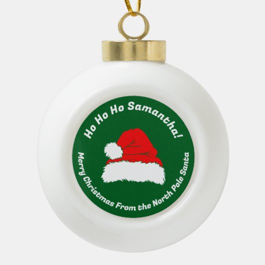 Ho ho ho Modern Santa Merry Christmas Idea Keramische Bal Ornament (Voorkant)