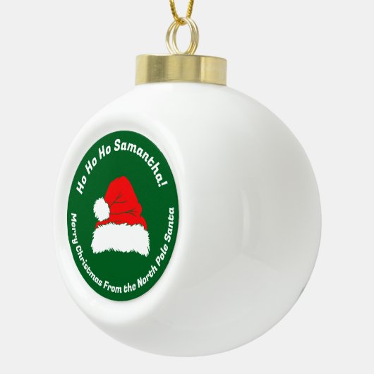 Ho ho ho Modern Santa Merry Christmas Idea Keramische Bal Ornament (Rechts)