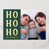 HO HO HO | Moderne kerstfoto voor Typografie — Ech Folie Feestdagenkaart (Voorkant)