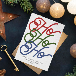 Ho ho ho moderne unieke typografie 2 foto's feestdagenkaart