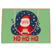 Ho Ho Ho Mooie kleuren Modern retro kerstgroen Groot Cadeauzakje (Voorkant)