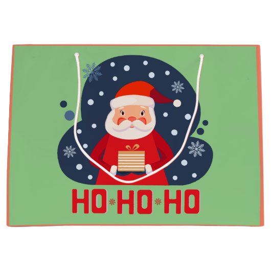 Ho Ho Ho Mooie kleuren Modern retro kerstgroen Groot Cadeauzakje (Voorkant)