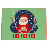 Ho Ho Ho Mooie kleuren Modern retro kerstgroen Groot Cadeauzakje (Achterkant)