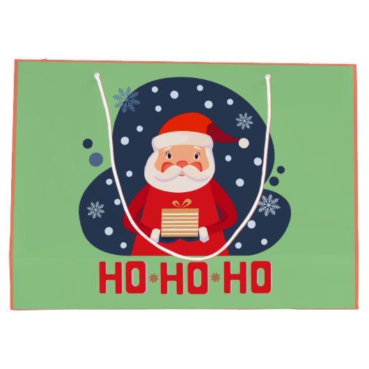 Ho Ho Ho Mooie kleuren Modern retro kerstgroen Groot Cadeauzakje (Achterkant)