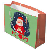 Ho Ho Ho Mooie kleuren Modern retro kerstgroen Groot Cadeauzakje (Achterkant Gekanteld)