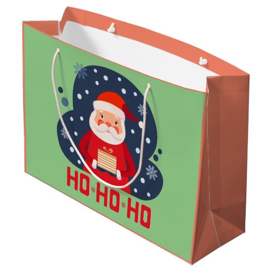 Ho Ho Ho Mooie kleuren Modern retro kerstgroen Groot Cadeauzakje (Achterkant Gekanteld)