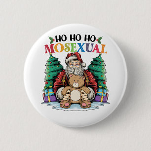 Ho Ho Ho Moseksueel Gay Kerstman LGBTQ Gay Kerstmi Ronde Button 5,7 Cm