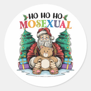 Ho Ho Ho Moseksueel Gay Kerstman LGBTQ Gay Kerstmi Ronde Sticker