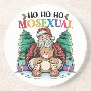 Ho Ho Ho Moseksueel Gay Kerstman LGBTQ Gay Kerstmi Zandsteen Onderzetter